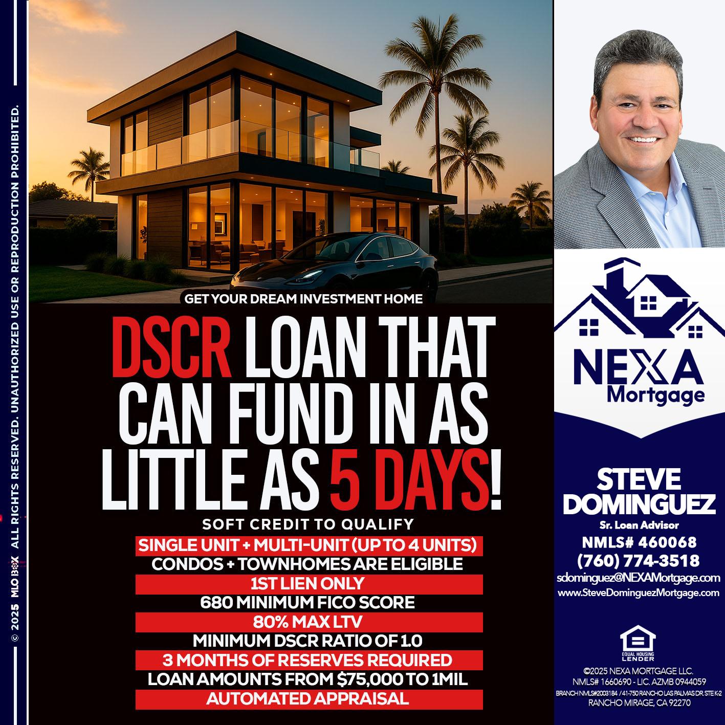 DSCR LOAN - Steve Dominguez -Senior Loan Advisor