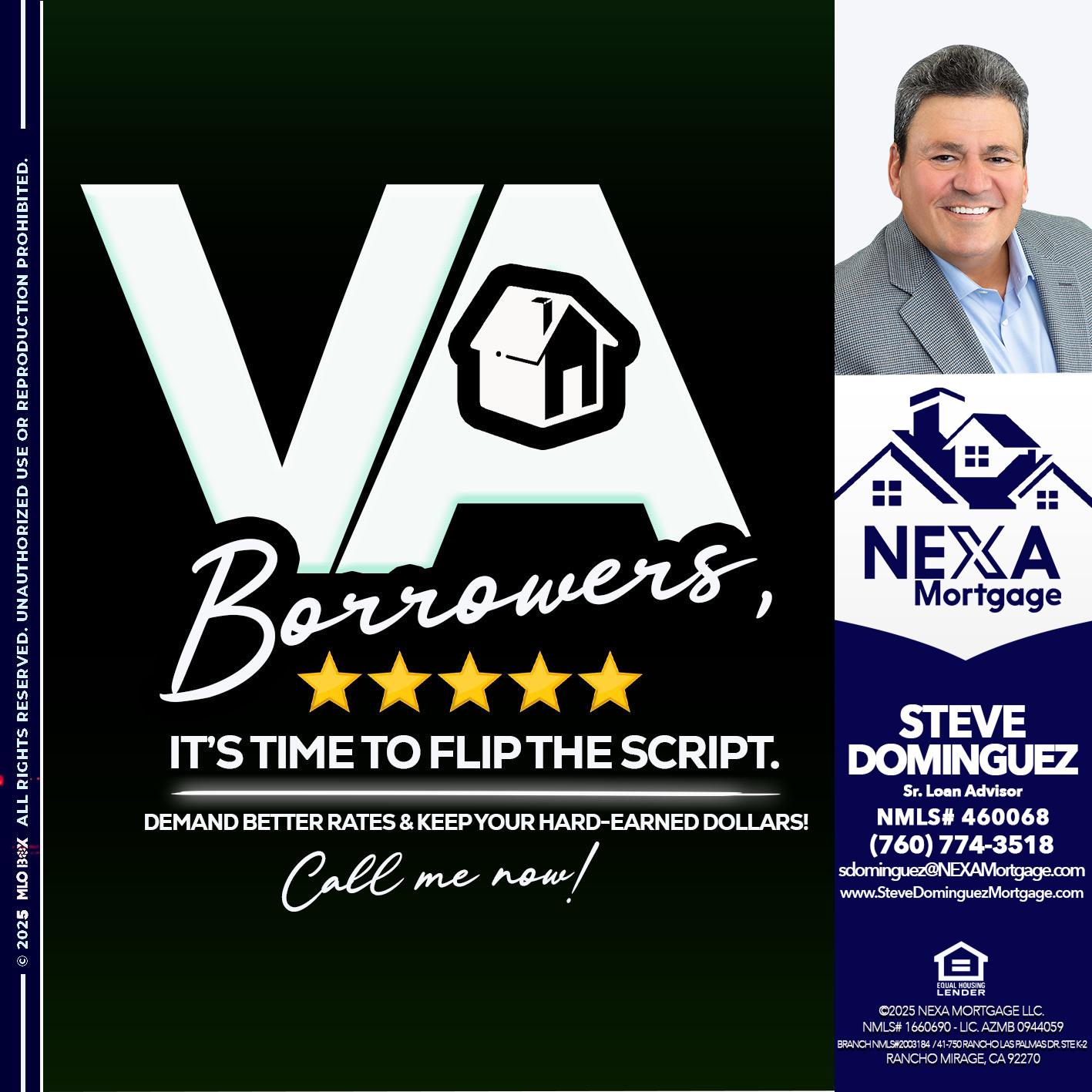 VA BORROWERS - Steve Dominguez -Senior Loan Advisor
