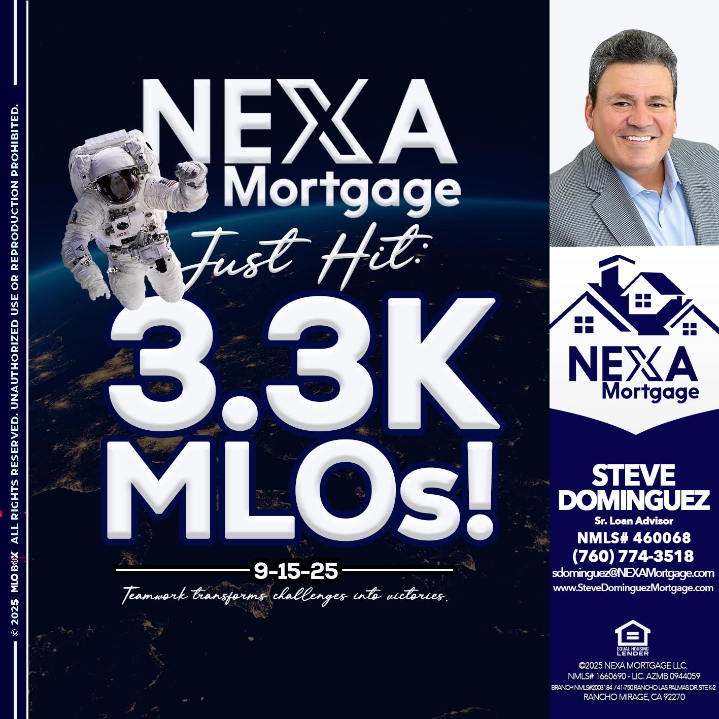 3.3K - Steve Dominguez -Senior Loan Advisor