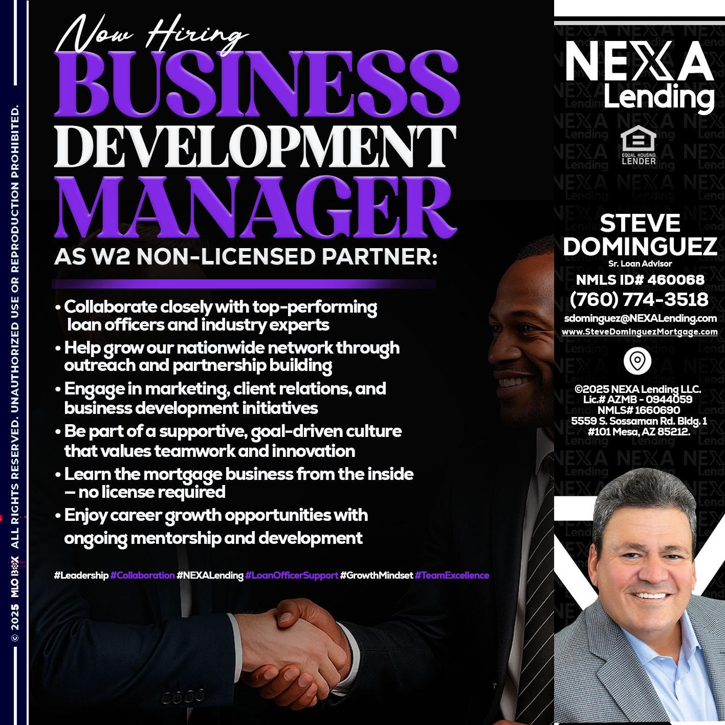 NOW HIRING - Steve Dominguez -Senior Loan Advisor