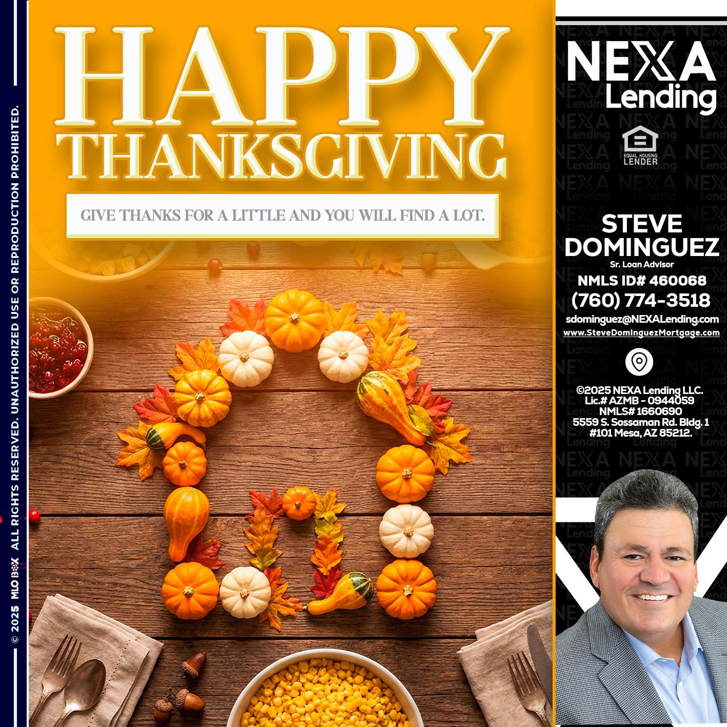 HAPPY THANKSGIVING - Steve Dominguez -Senior Loan Advisor