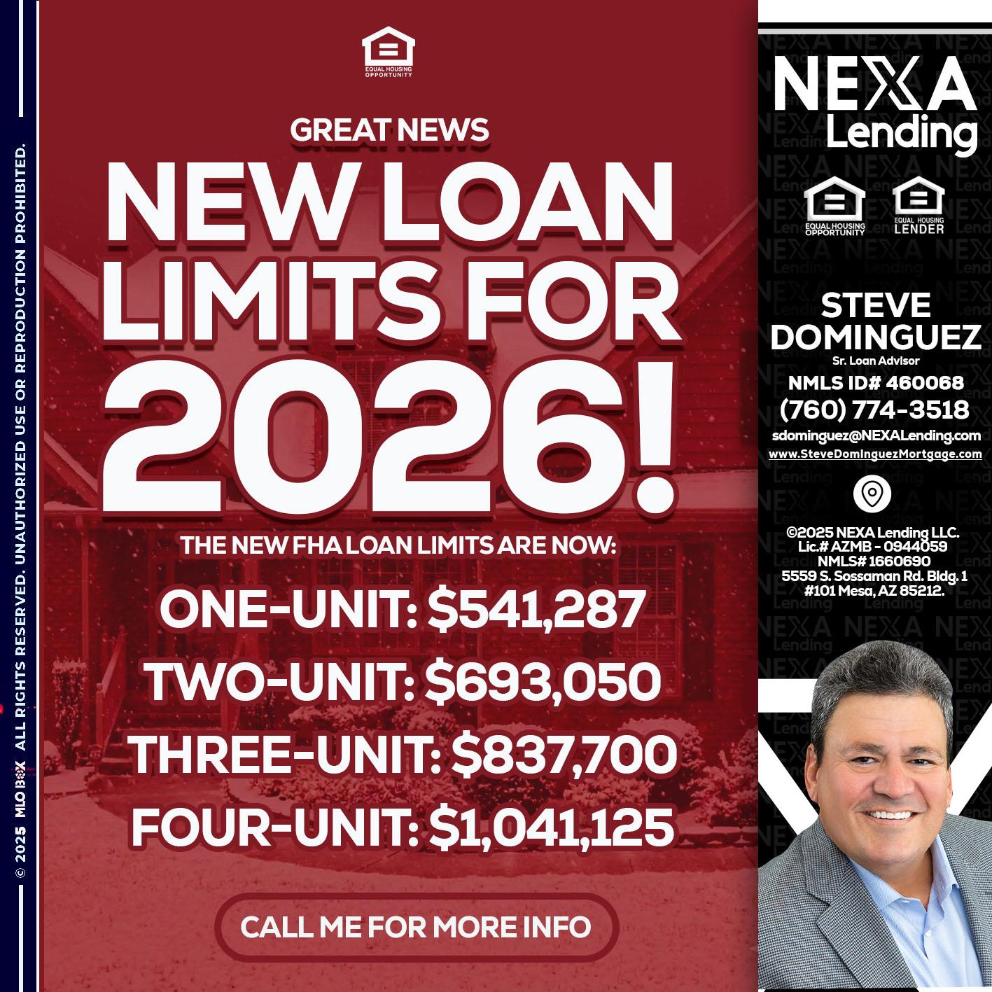 loan limits - Steve Dominguez -Senior Loan Advisor