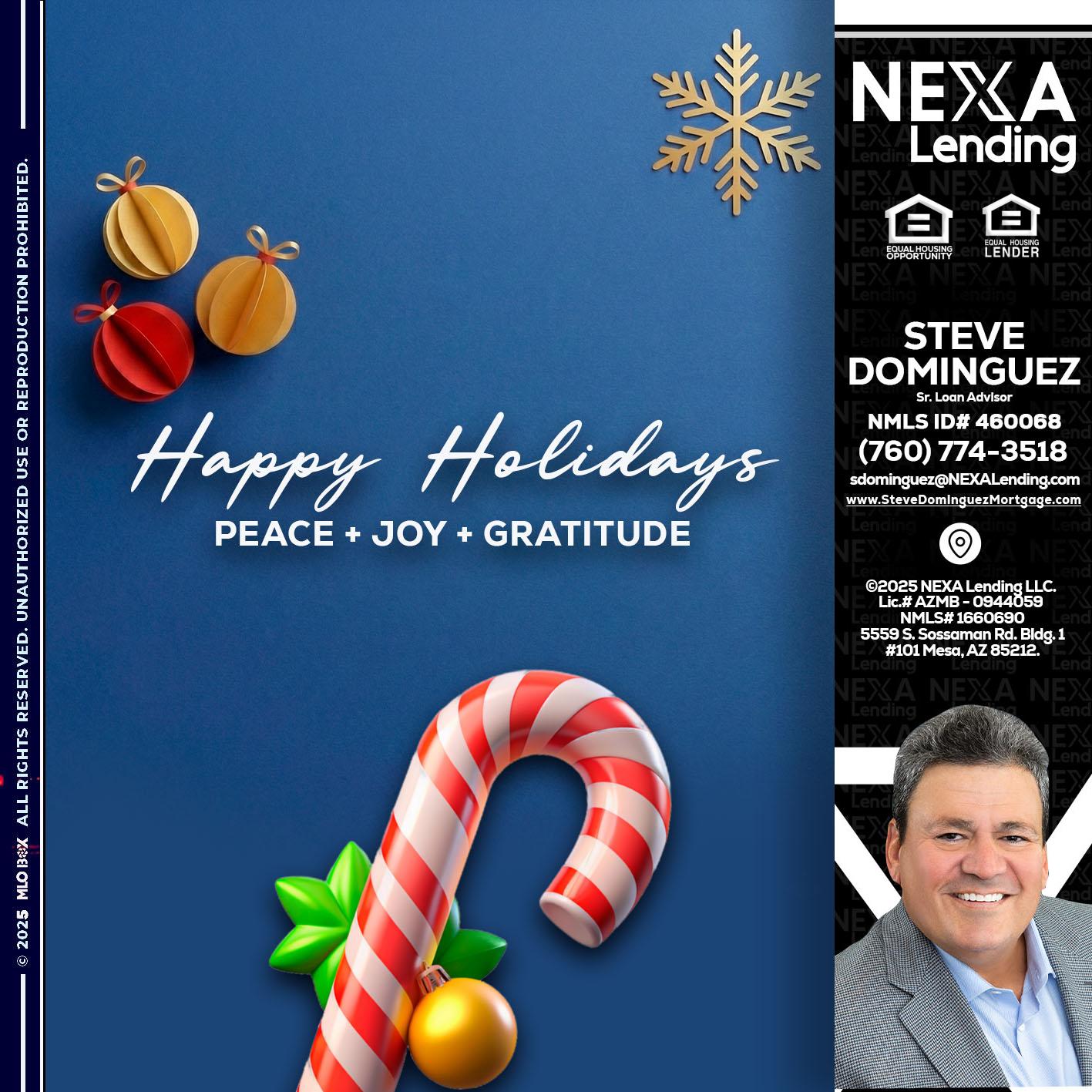 HAPPY HOLIDAYS - Steve Dominguez -Senior Loan Advisor