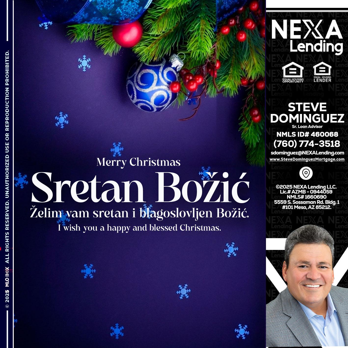 Sretan Božić - Steve Dominguez -Senior Loan Advisor