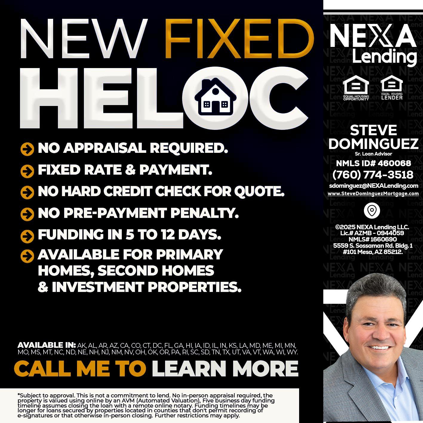 HELOC - Steve Dominguez -Senior Loan Advisor