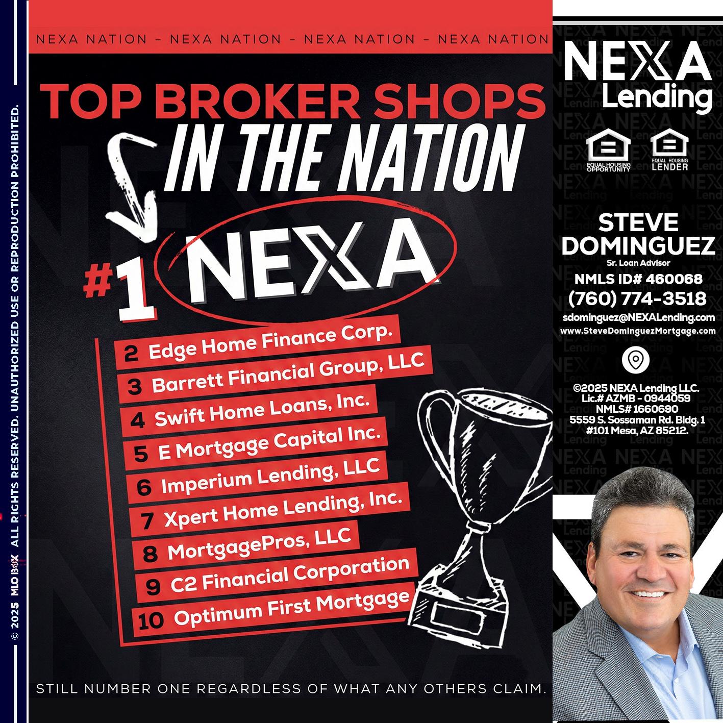 top broker - Steve Dominguez -Senior Loan Advisor