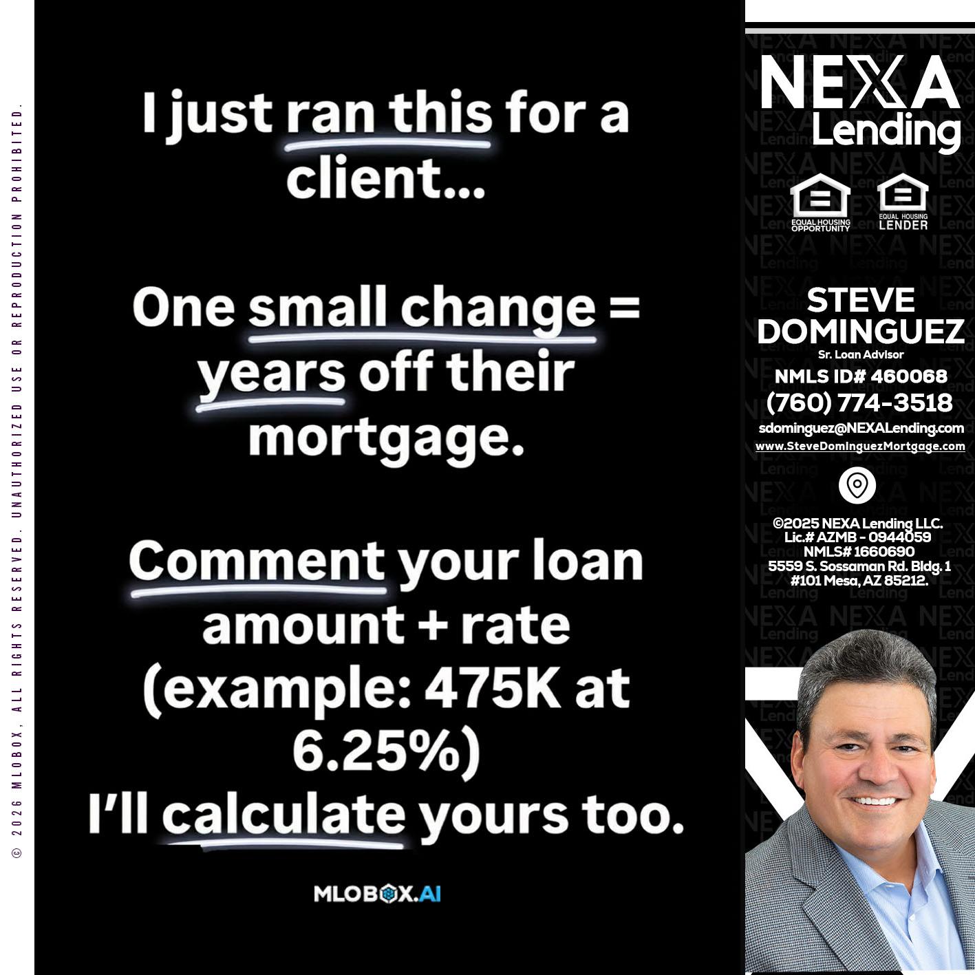 I JUST RAN - Steve Dominguez -Senior Loan Advisor