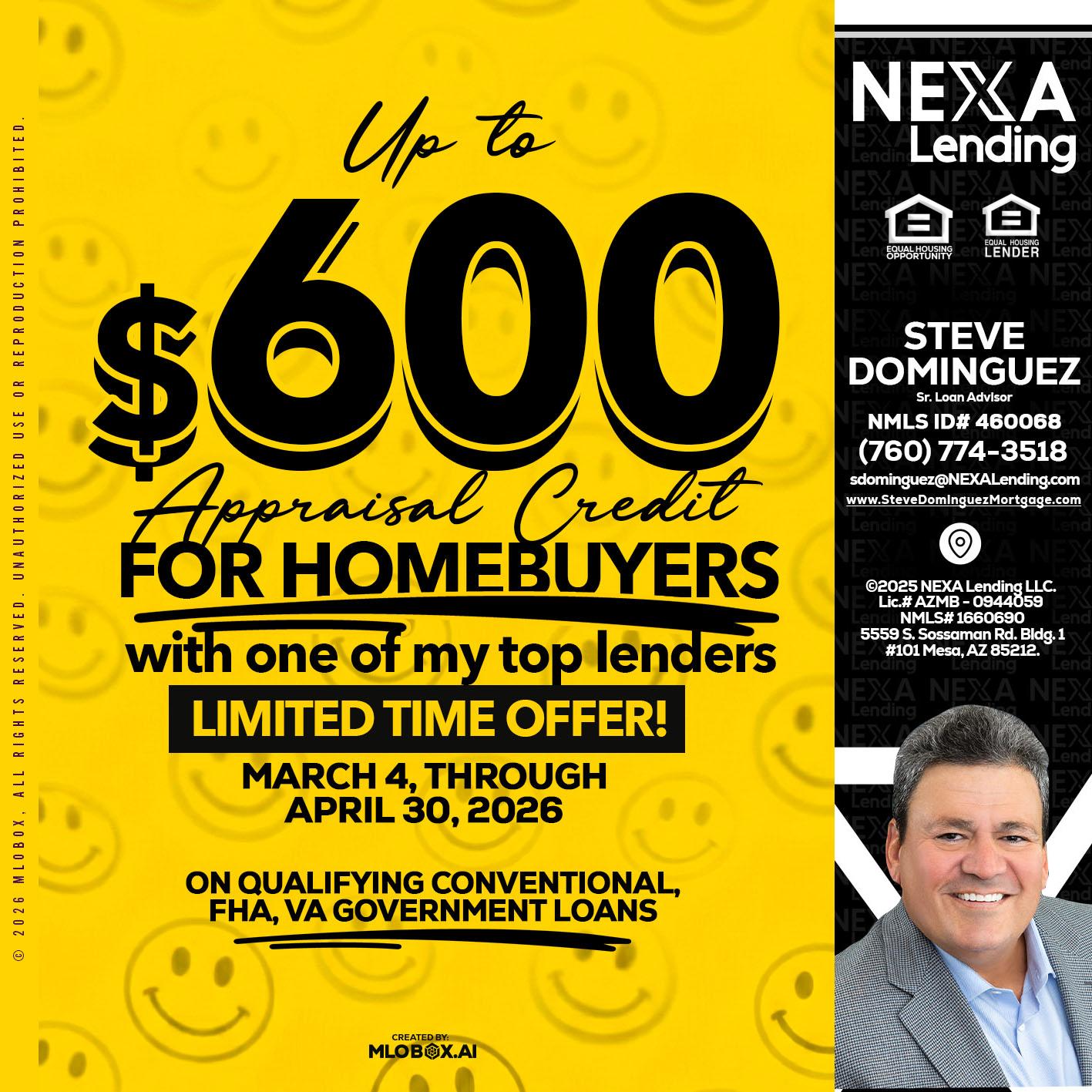 UP TO 600 - Steve Dominguez -Senior Loan Advisor