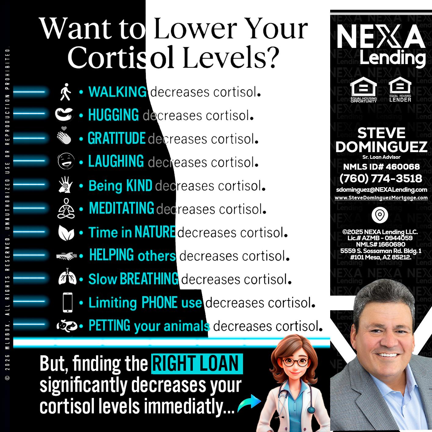 Want to lower Your Cortisol Levels? - Steve Dominguez -Senior Loan Advisor