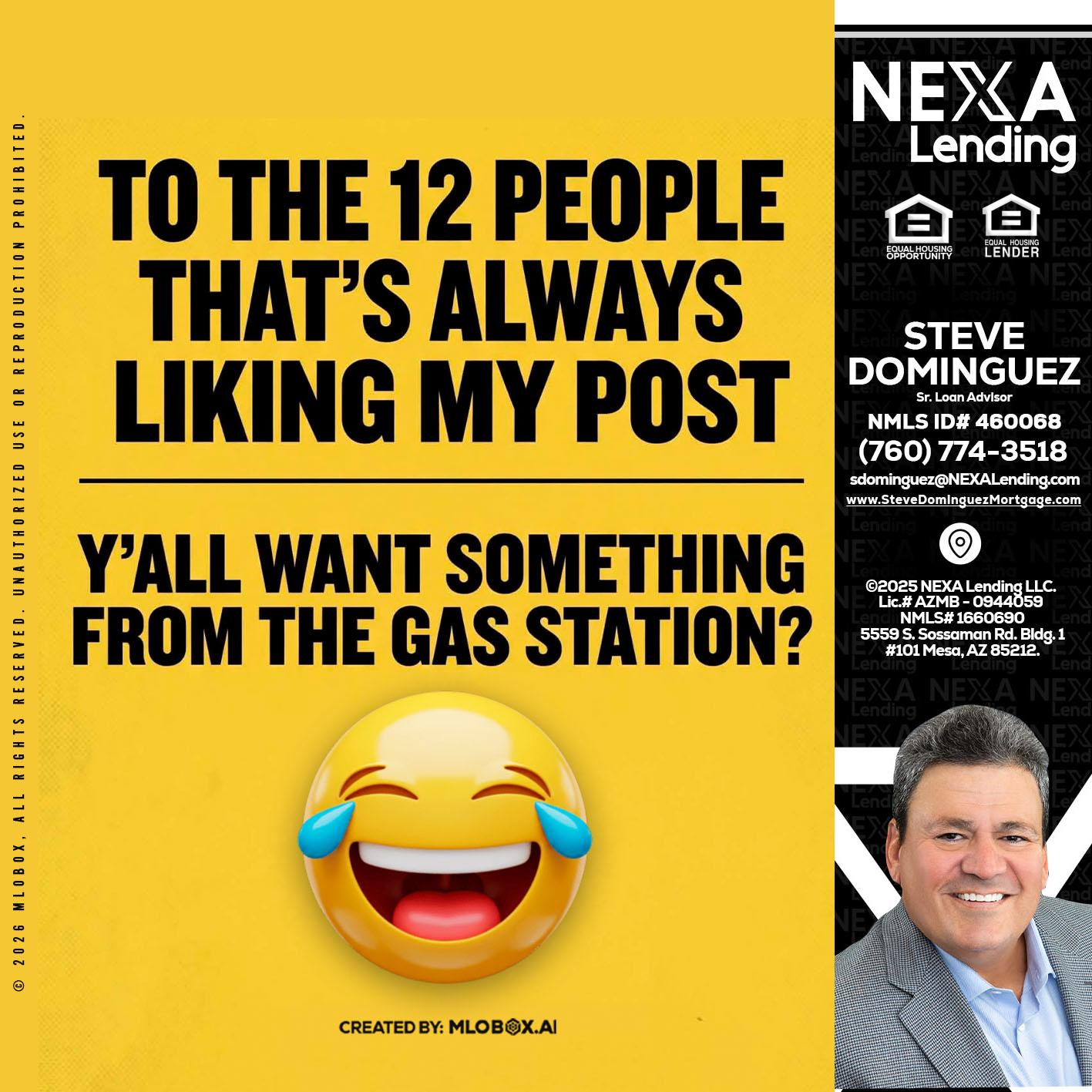 TO THE 12 PEOPLE - Steve Dominguez -Senior Loan Advisor