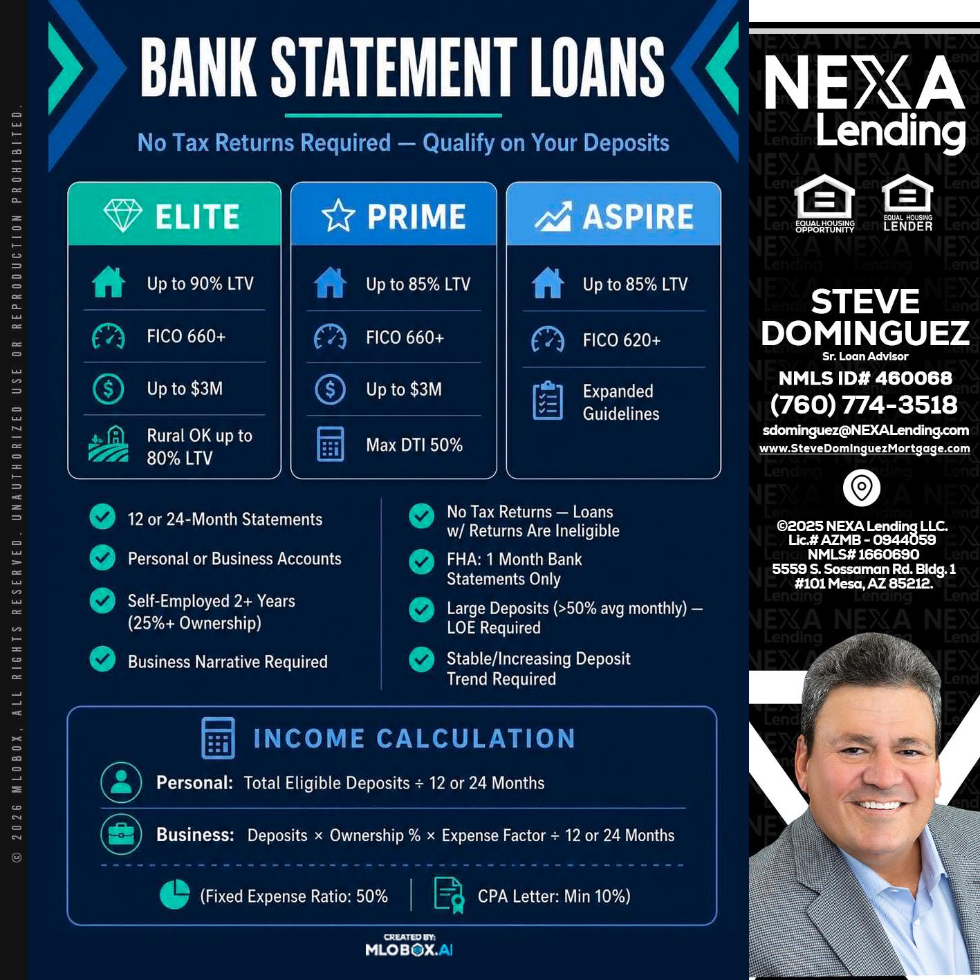 BANK STATEMENT - Steve Dominguez -Senior Loan Advisor
