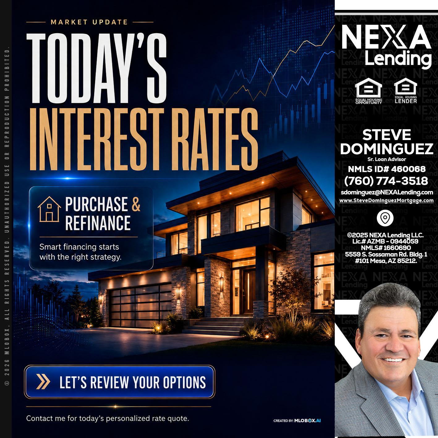 TODAYS RATES - Steve Dominguez -Senior Loan Advisor