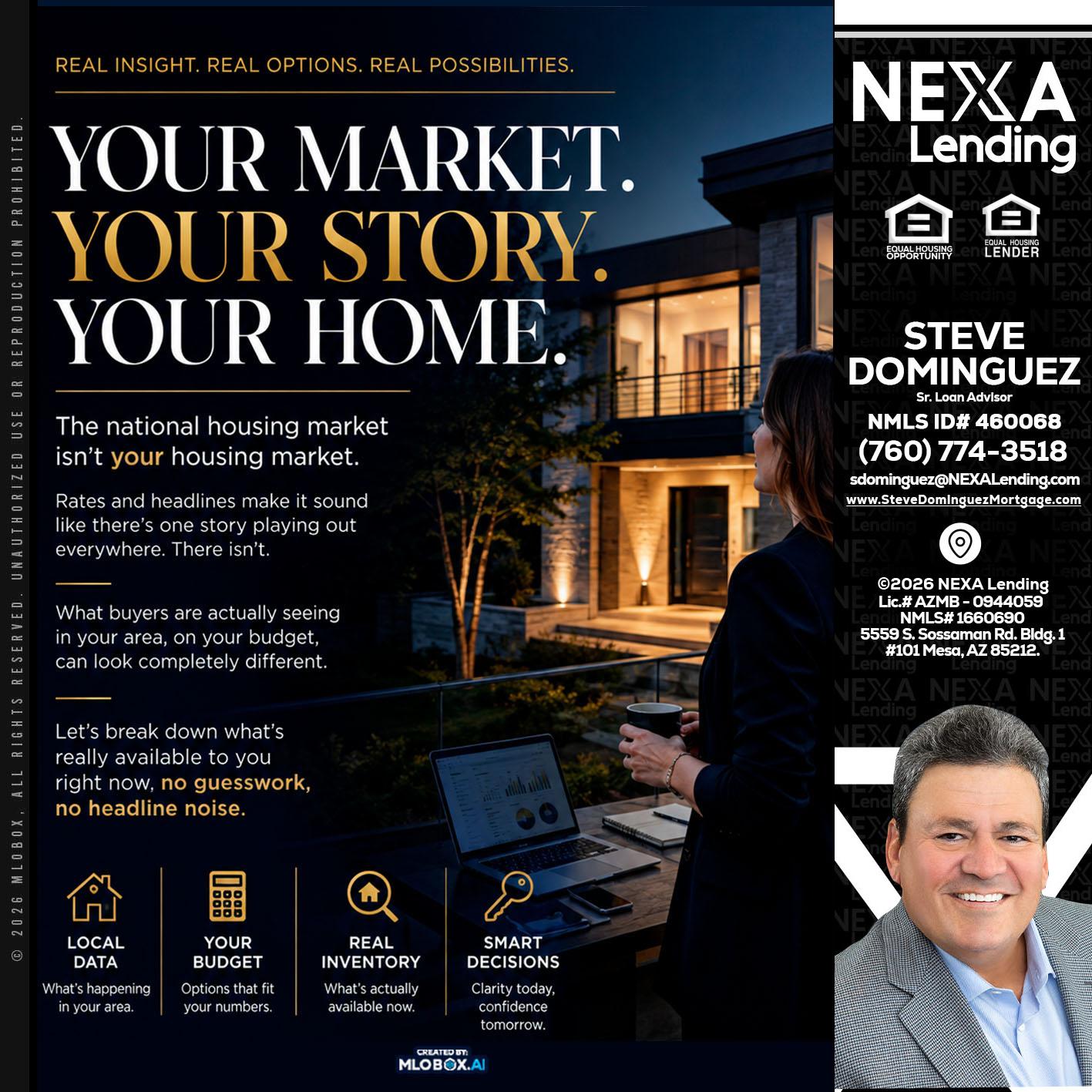 your market - Steve Dominguez -Senior Loan Advisor